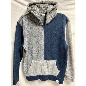 GAP Kids Colorblock Full Zip Hoodie Gray Blue Hooded Sweatshirt XXL 14-16